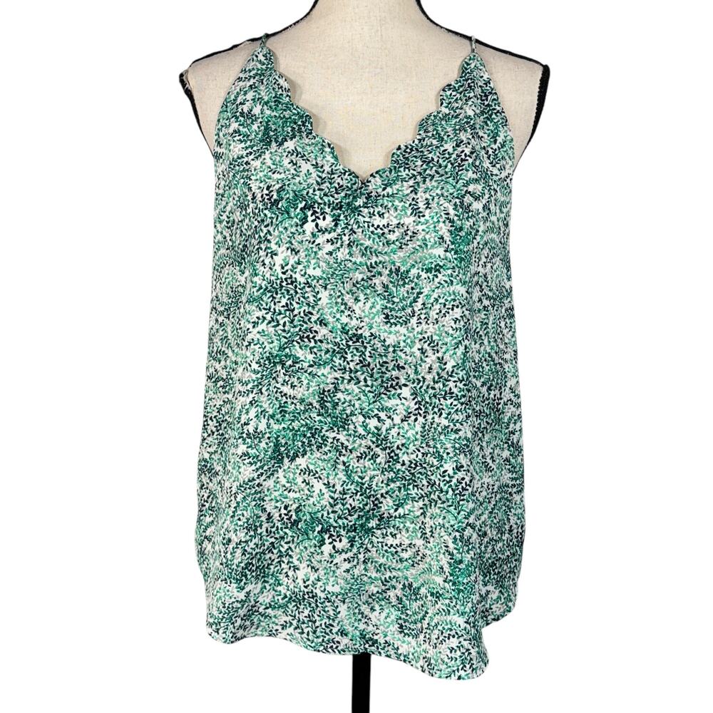LOFT Outlet Medium Tank Top Sleeveless Racerback Lined Leaf Print V-Neck Multi
